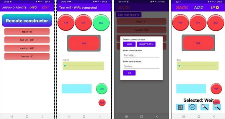 Скриншот приложения Arduino Remote